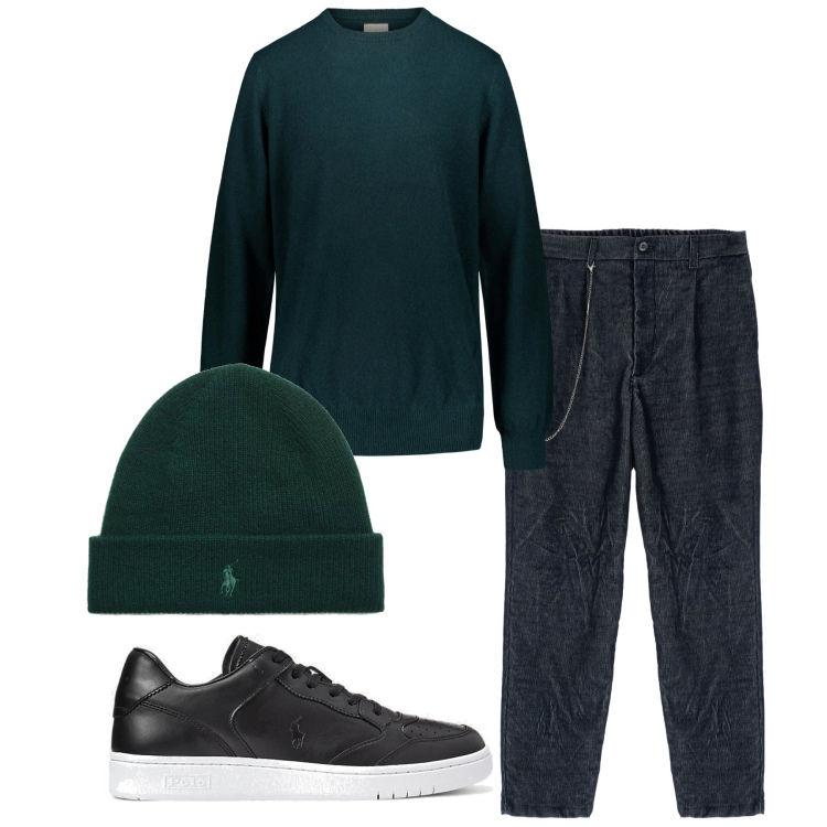 Outfit uomo - Ottanio. Stile Trendy per Tutti i giorni. Abbinamento con pantaloni capri, maglieria, sneakers, berretti.