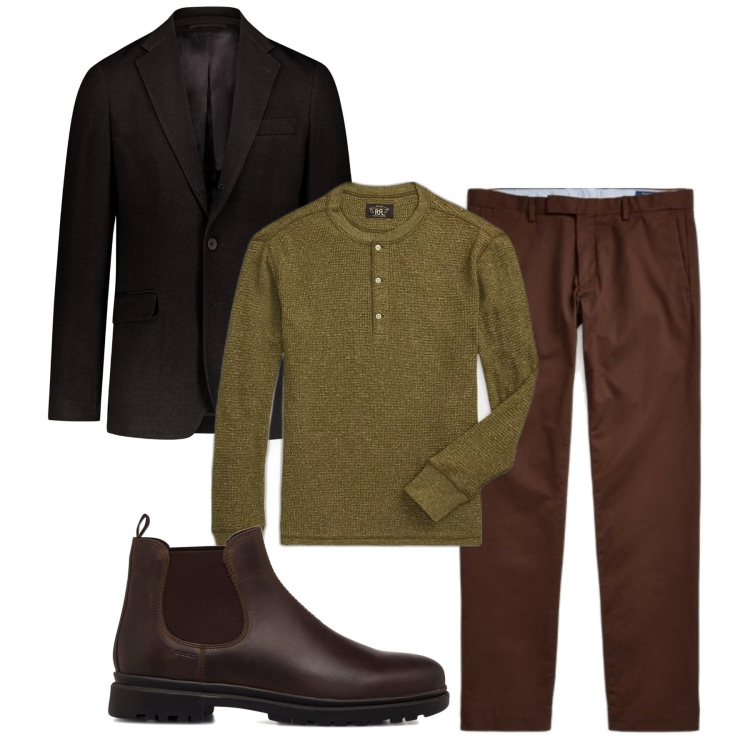 Outfit uomo - Giacca e sottogiacca. Stile Trendy per Tutti i giorni. Abbinamento con pantaloni chino, t-shirt, stivali e stivaletti, giacche.