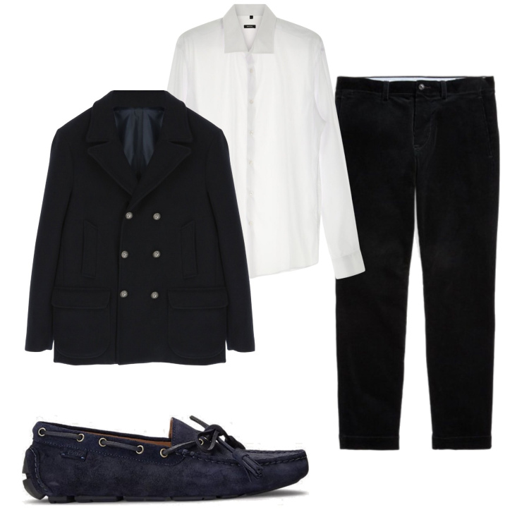 Outfit uomo - Total look #1787751. Stile Business/Elegante per Serata speciale. Abbinamento con cappotti, camicie, scarpe stringate, pantaloni.