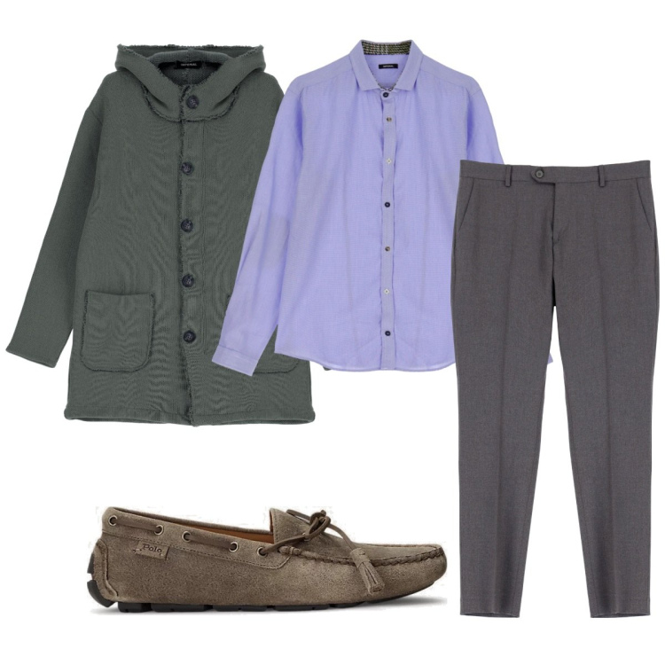 Outfit uomo - Total look #1787928. Stile Casual per Tutti i giorni. Abbinamento con pantaloni, camicie, cappotti, scarpe stringate.