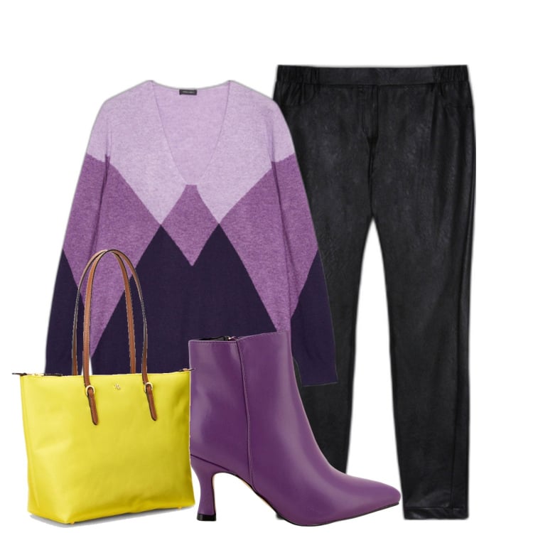 Outfit donna - Fiorella. Stile Casual chic per Tutti i giorni. Abbinamento con maglieria, pantaloni skinny, stivaletti, borse tote.