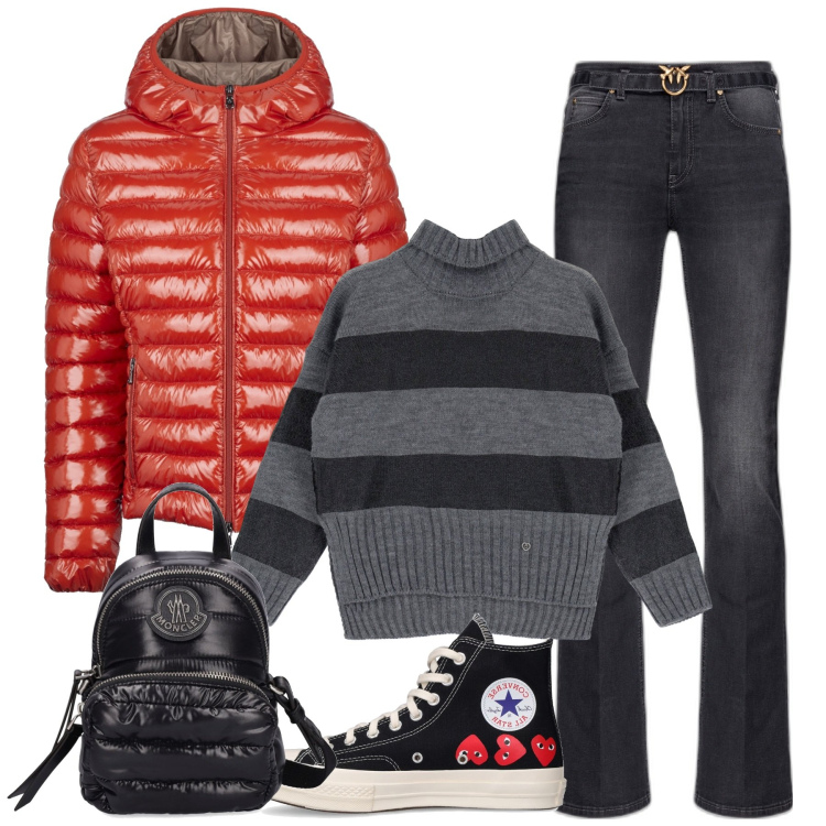 Outfit donna - Sporty. Stile Sporty chic per Tutti i giorni. Abbinamento con jeans, maglieria, blazer, borse a spalla, sneakers.