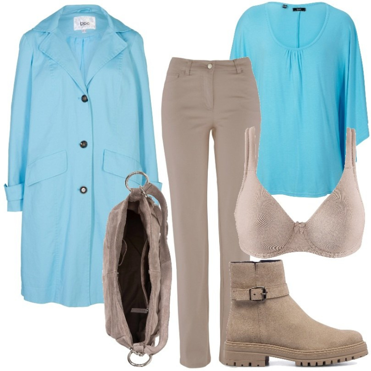 Outfit donna - Total look #1788058. Stile Casual per Tutti i giorni. Abbinamento con borse a mano, reggiseni, cappotti, maglieria, pantaloni, stivaletti.