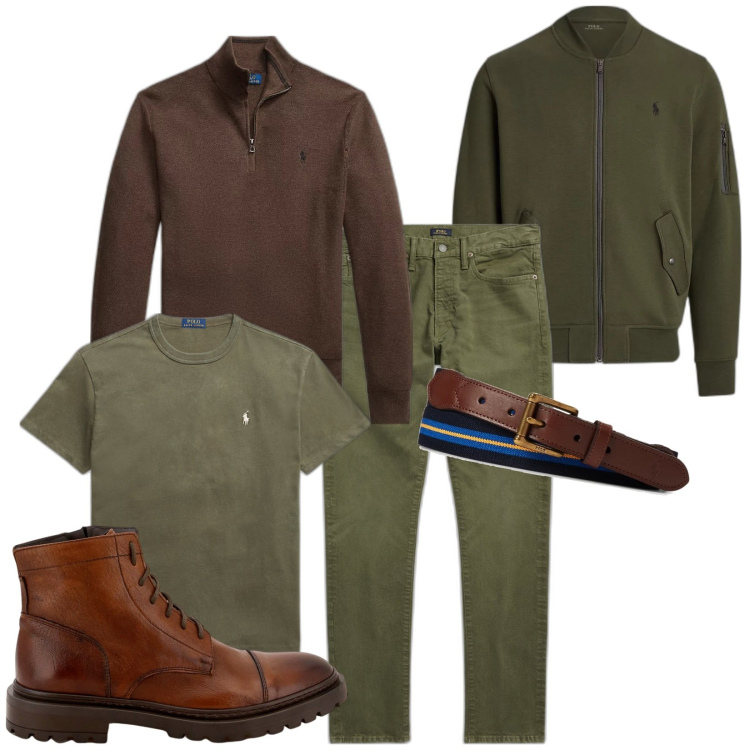 Outfit uomo - Nuove amicizie. Stile Urban per Tutti i giorni. Abbinamento con scarpe stringate, t-shirt, jeans, cinture, maglieria, bomber.