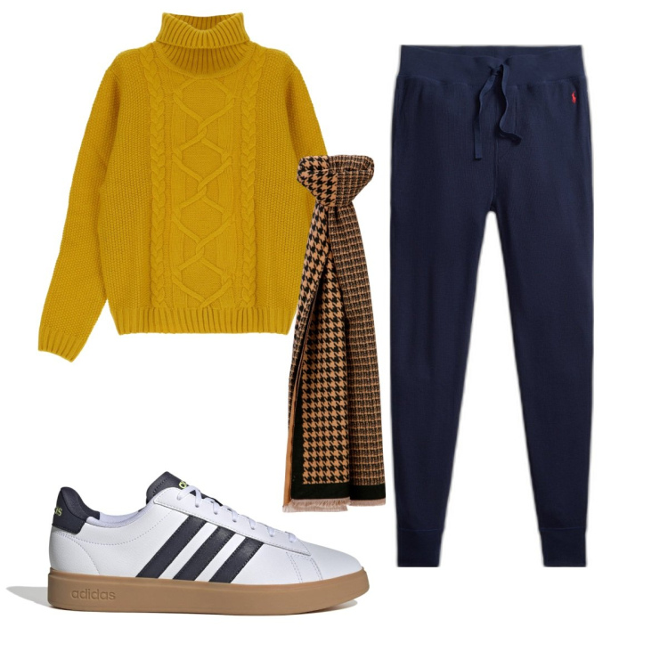 Outfit uomo - Total look #1788320. Stile Casual per Tutti i giorni. Abbinamento con maglieria, sciarpe e foulard, pantaloni, sneakers.