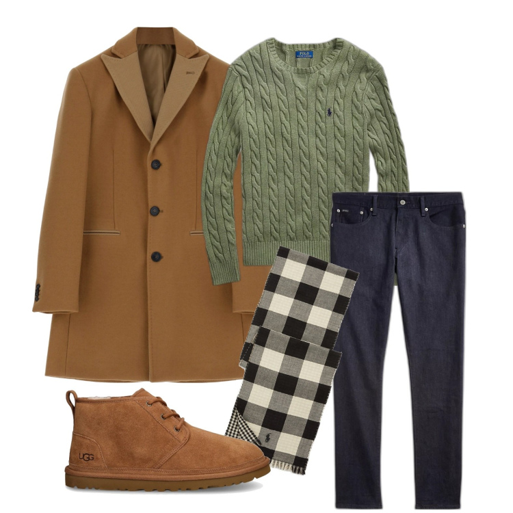 Outfit uomo - Ghost outfitter - dicembre. Stile Casual per Serata speciale. Abbinamento con cappotti, jeans, sciarpe, maglieria, scarpe stringate.