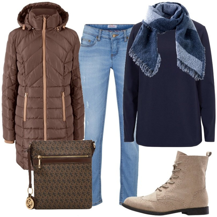 Outfit donna - Scarponcini intramontabili. Stile Basic per Tutti i giorni. Abbinamento con jeans skinny, blazer, sciarpe, maglieria, stivaletti, borse a tracolla.