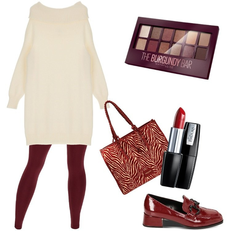 Outfit donna - Total look #1788401. Stile Urban per Ufficio. Abbinamento con ombretti, rossetti, maglieria, pantaloni skinny, mocassini, borse a spalla.