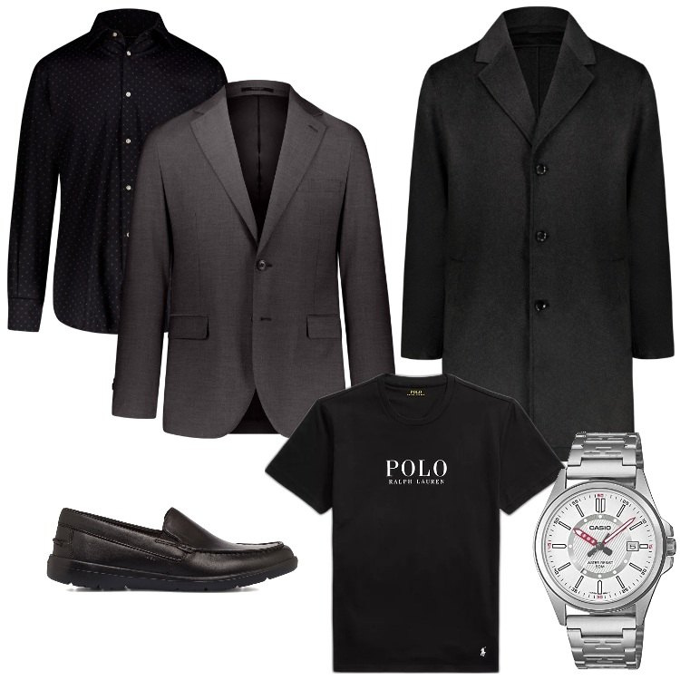 Outfit uomo - Total look #1788438. Stile Business/Elegante per Serata speciale. Abbinamento con cappotti, abiti, camicie, t-shirt, scarpe stringate, orologi analogici.