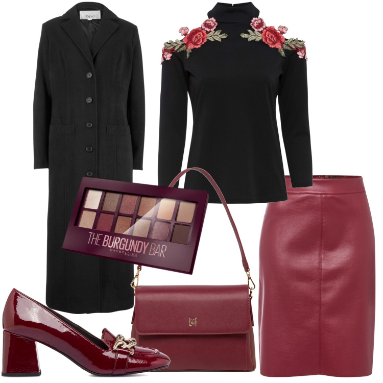 Outfit donna - Il pranzo di Capodanno. Stile Romantica per Tutti i giorni. Abbinamento con cappotti, gonne longuette, maglieria, ombretti, borse a tracolla, décolleté.