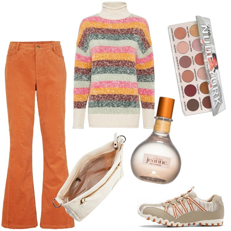 Outfit donna - Total look #1788754. Stile Trendy per Tutti i giorni. Abbinamento con sneakers, pantaloni, maglieria, borse a tracolla, profumi, ombretti.