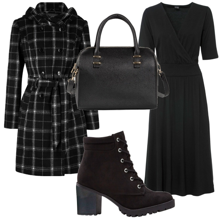 Outfit donna - Total look #1788782. Stile Trendy per Tutti i giorni. Abbinamento con stivaletti, vestiti, cappotti, borse a mano.