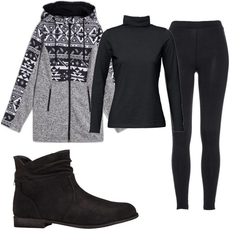 Outfit donna - Total look #1788797. Stile Trendy per Tutti i giorni. Abbinamento con maglieria, stivaletti, cappotti, leggings.