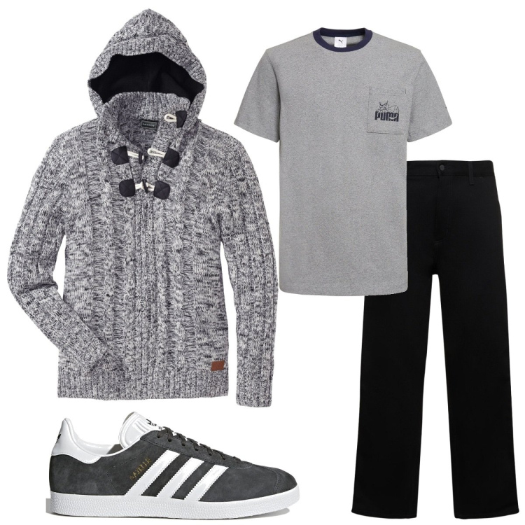 Outfit uomo - Total look #1788886. Stile Casual per Tutti i giorni. Abbinamento con maglieria, jeans, t-shirt, sneakers.