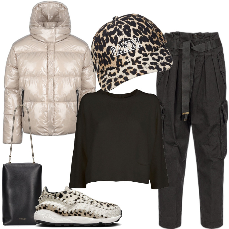 Outfit donna - Sportiva ma con stile. Stile Sporty chic per Tutti i giorni. Abbinamento con pantaloni cargo, blazer, sneakers, borse a mano, maglieria, cappelli.