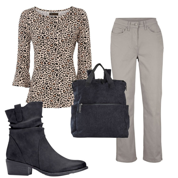 Outfit donna - Total look #1788901. Stile Trendy per Tutti i giorni. Abbinamento con stivaletti texani, zaini, maglieria, pantaloni.
