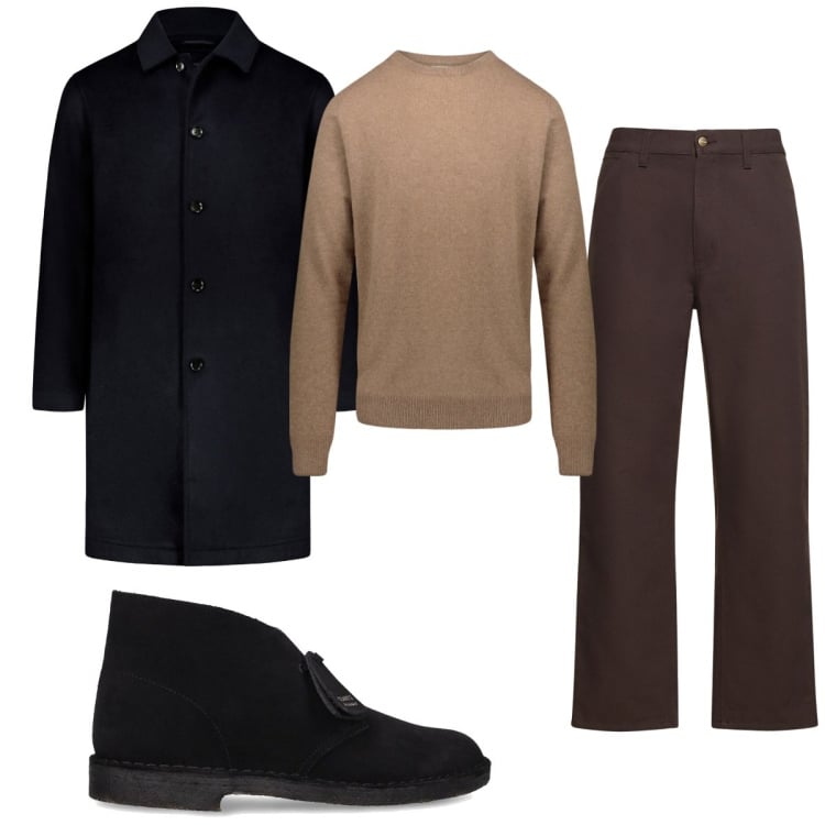 Outfit uomo - Total look #1788919. Stile Casual per Tutti i giorni. Abbinamento con maglieria, cappotti, jeans, stivali.