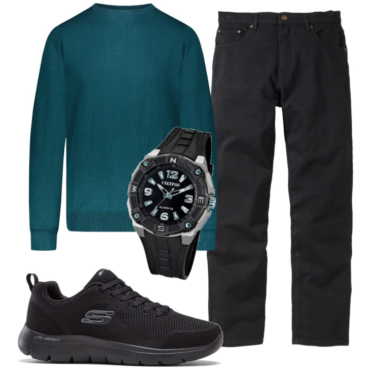 Outfit uomo - Total look #1789061. Stile Casual per Tutti i giorni. Abbinamento con jeans dritti, sneakers, maglieria, orologi.