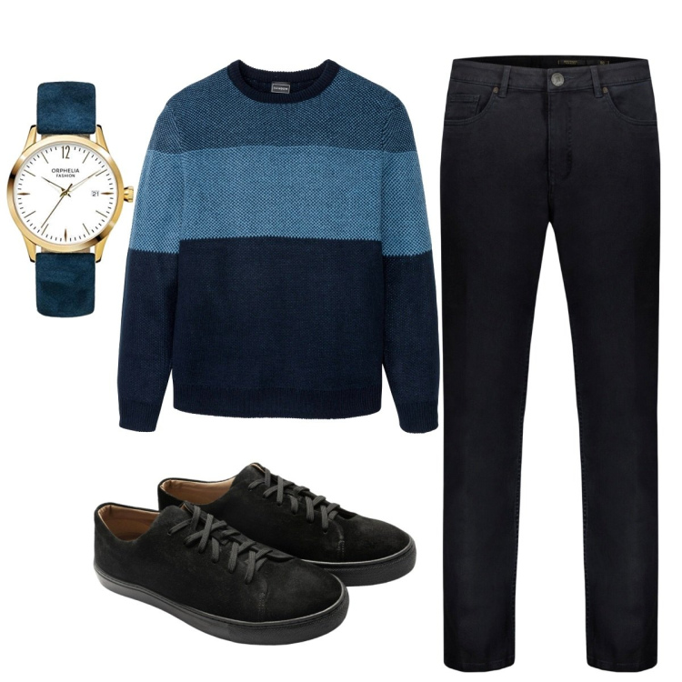 Outfit uomo - Total look #1789064. Stile Casual per Ufficio. Abbinamento con maglieria, pantaloni, sneakers, orologi.