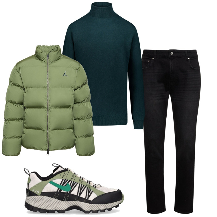 Outfit uomo - Pratico. Stile Casual per Tutti i giorni. Abbinamento con maglieria, sneakers, piumini, jeans.