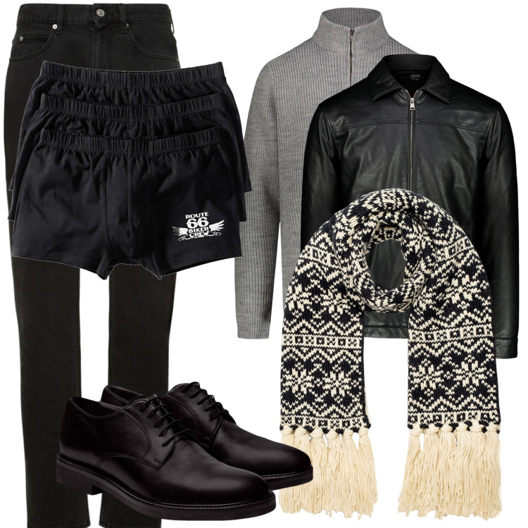 Outfit uomo - Forever Boxer. Stile Casual per Tutti i giorni. Abbinamento con boxer, scarpe stringate, jeans dritti, sciarpe, cardigans, giacche.