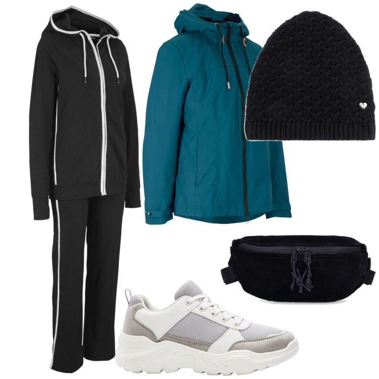 Outfit donna - Sportiva con Bonprix. Stile Sporty chic per Sport. Abbinamento con tute sportive, berretti, giacche sportive, sneakers, marsupi.