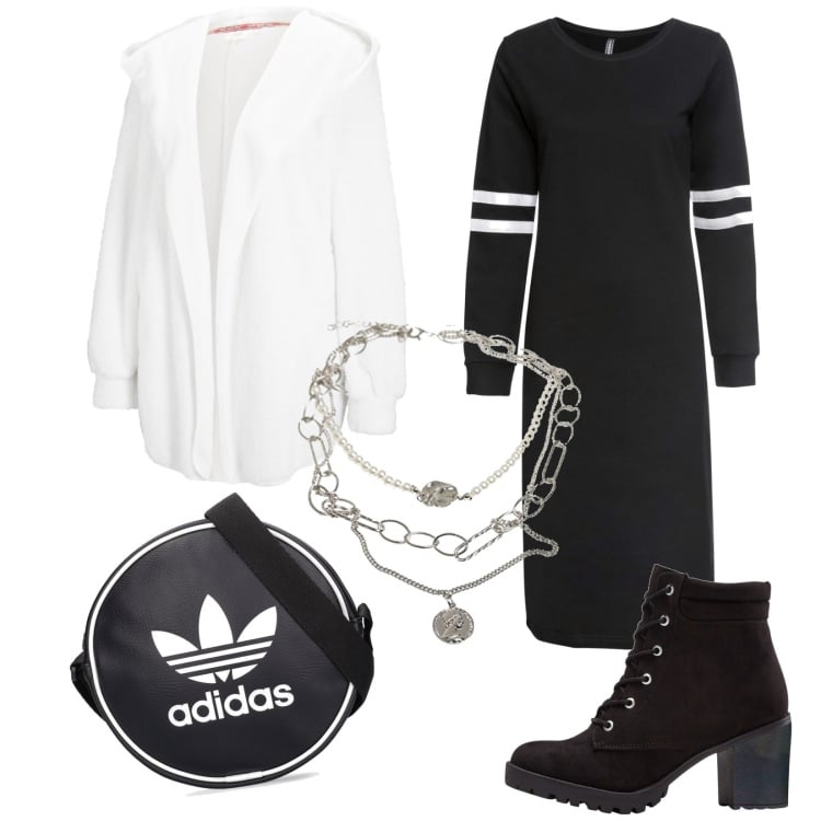 Outfit donna - Urban. Stile Urban per Tutti i giorni. Abbinamento con stivaletti, vestiti, blazer, ciondoli, borse a spalla.