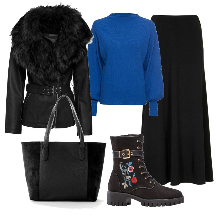 Outfit donna - Lo stivaletto fiorato. Stile Casual per Tutti i giorni. Abbinamento con maglieria, stivali, shopping bag, gonne, blazer.