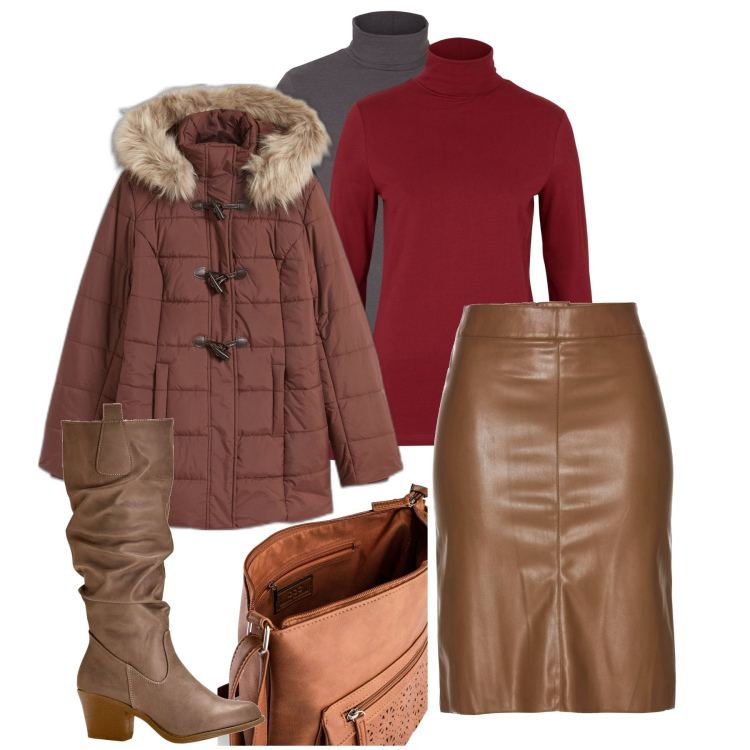 Outfit donna - Rientro in ufficio. Stile Bon Ton per Ufficio. Abbinamento con borse a tracolla, stivali, piumini, maglieria, gonne longuette.