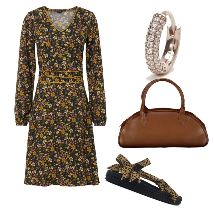 Outfit donna - Total look #1789838. Stile Casual chic per Ufficio. Abbinamento con vestiti, orecchini, sandali, borse a spalla.