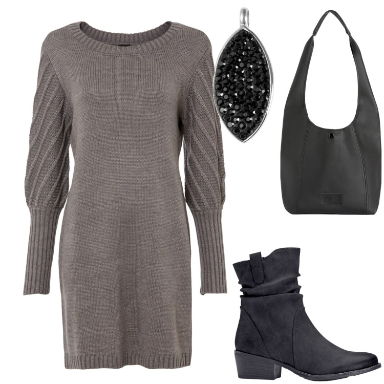Outfit donna - Total look #1789923. Stile Casual chic per Serata fuori. Abbinamento con stivaletti texani, vestiti, borse a spalla, ciondoli.
