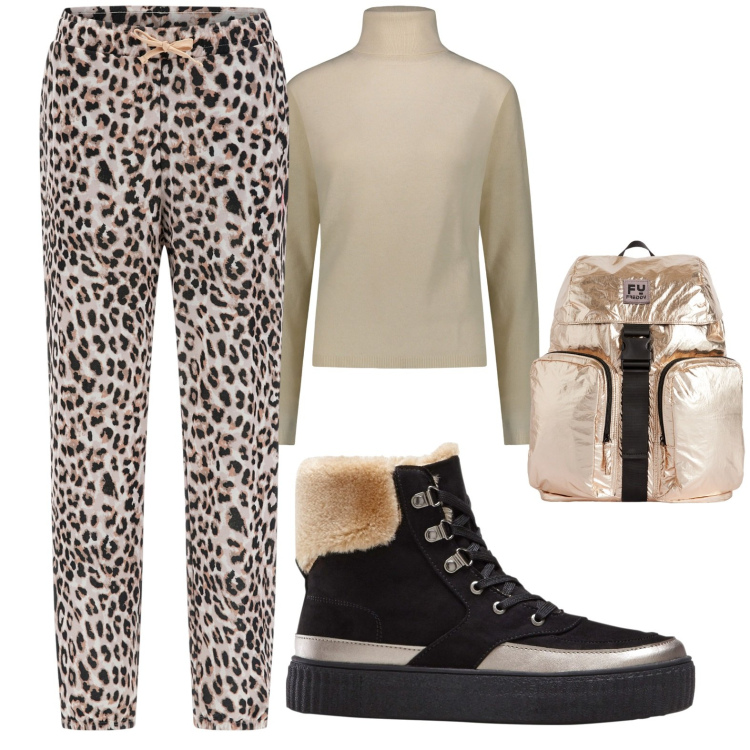 Outfit donna - Total look #1789940. Stile Casual per Tutti i giorni. Abbinamento con stivaletti, pantaloni, zaini, pullovers.