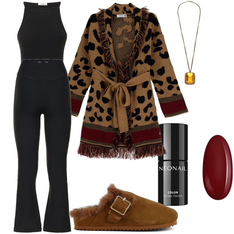 Outfit donna - Dopo le feste comodità assoluta. Stile Casual per Tutti i giorni. Abbinamento con smalti, cardigans, collane, sabot, pantaloni, canottiere.