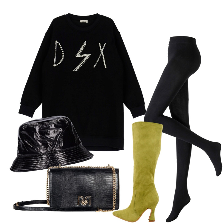 Outfit donna - Ghost outfitter - gennaio. Stile Trendy per Tutti i giorni. Abbinamento con collant, borse a tracolla, stivali, vestiti corti, cappelli.