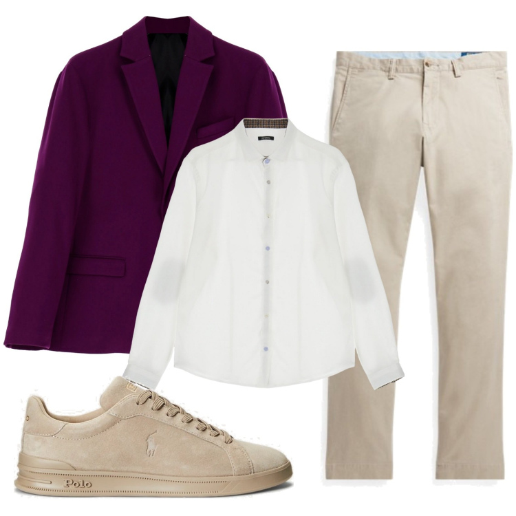 Outfit uomo - Total look #1790224. Stile Casual per Ufficio. Abbinamento con camicie, cappotti, sneakers, pantaloni.