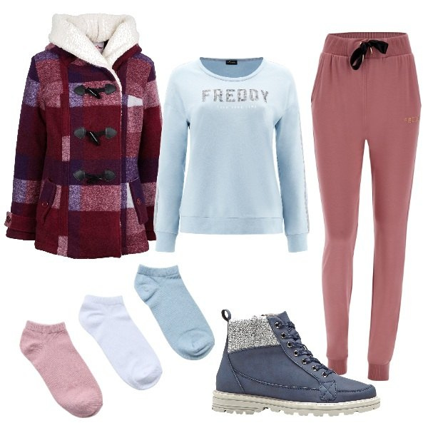 Outfit donna - Regali dai nonni. Stile Casual per Tutti i giorni. Abbinamento con stivaletti, blazer, calzini, felpe, pantaloni.