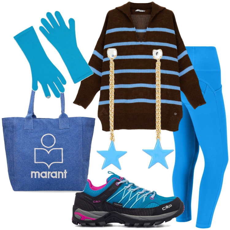 Outfit donna - Total look #1790654. Stile Casual per Tutti i giorni. Abbinamento con maglieria, pantaloni skinny, orecchini, stivaletti, shopping bag, guanti.
