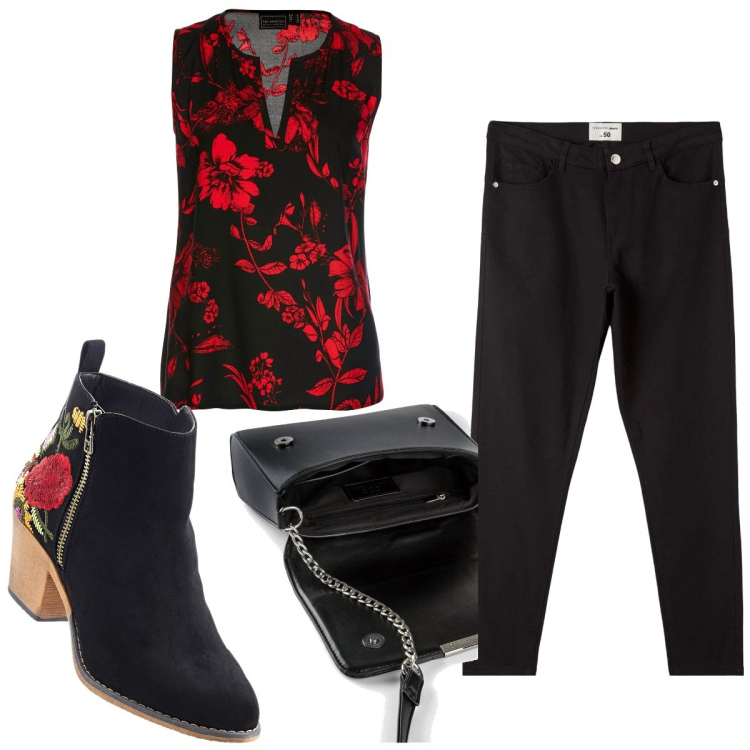 Outfit donna - Total look #1790749. Stile Trendy per Tutti i giorni. Abbinamento con stivaletti, top, borse a tracolla, pantaloni.