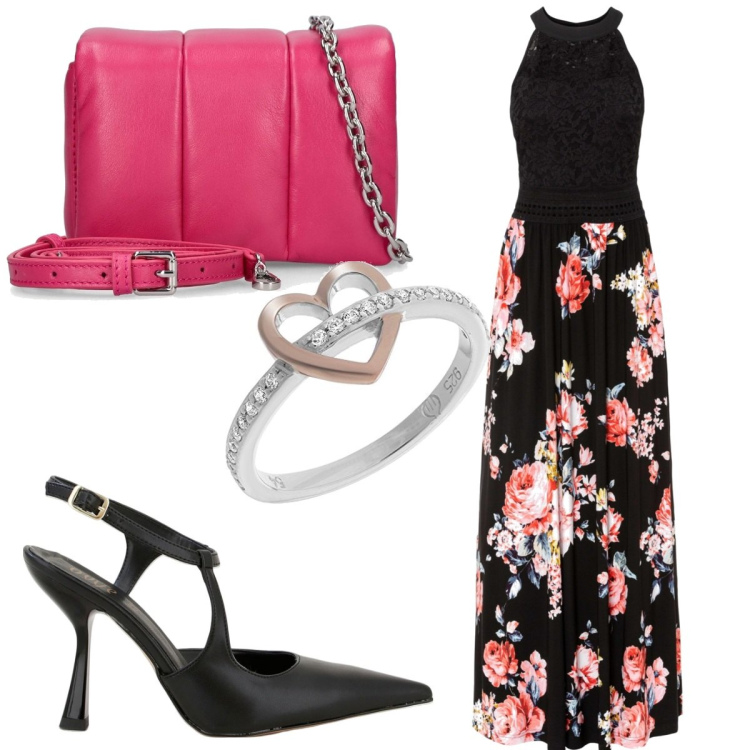 Outfit donna - Total look #1790755. Stile Romantica per Cerimonia. Abbinamento con vestiti lunghi, décolleté, borse a spalla, anelli.
