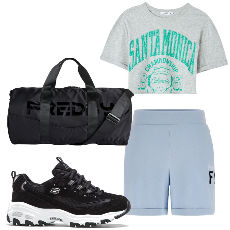 Outfit donna - Total look #1790757. Stile Basic per Sport. Abbinamento con scarpe sportive, t-shirt sportive, bermuda, borse sportive.