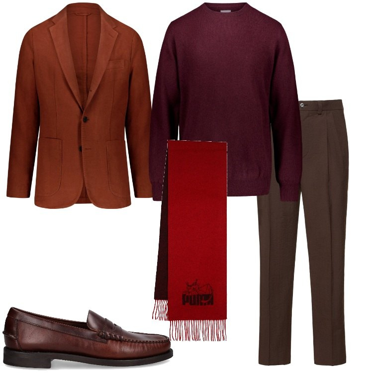 Outfit uomo - Stile in ufficio. Stile Business/Elegante per Ufficio. Abbinamento con maglieria, giacche, pantaloni, scarpe stringate, sciarpe.