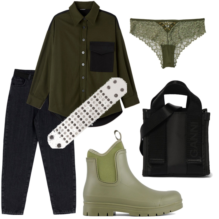 Outfit donna - Colors of California. Stile Trendy per Tutti i giorni. Abbinamento con culotte, camicie, jeans dritti, stivali, braccialetti, shopping bag.