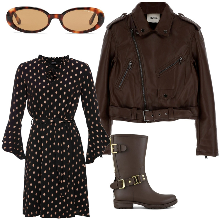 Outfit donna - Total look #1791102. Stile Chic per Serata fuori. Abbinamento con vestiti, cappotti, stivali, occhiali da sole.