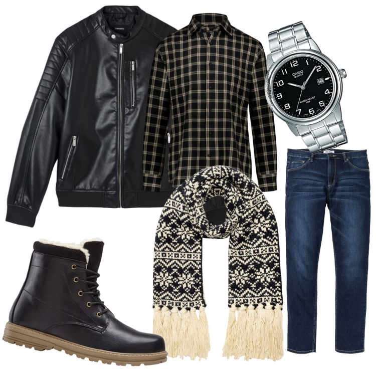 Outfit uomo - La camicia a quadri. Stile Casual per Tutti i giorni. Abbinamento con jeans, stivali e stivaletti, giacche, sciarpe, camicie, orologi analogici.