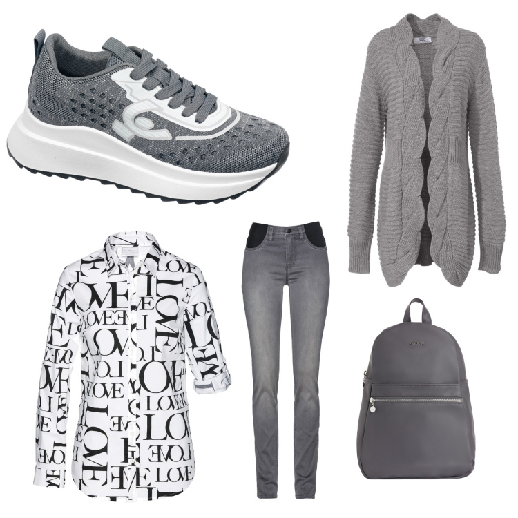 Outfit donna - Stranezze. Stile Casual per Tutti i giorni. Abbinamento con jeans, cardigans, camicie, sneakers, zaini.