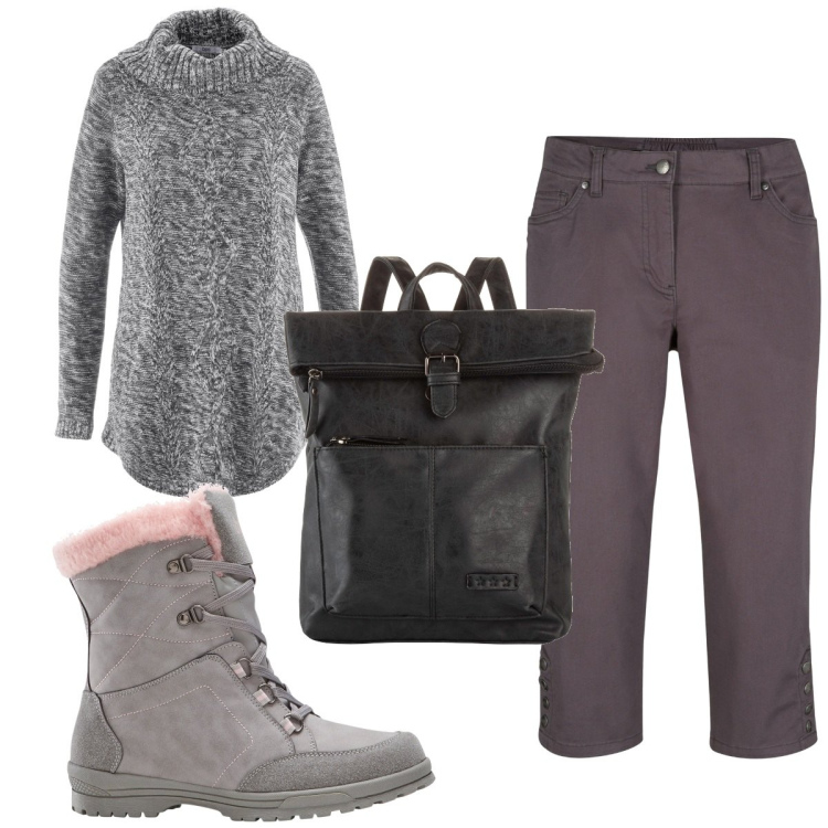 Outfit donna - Total look #1791588. Stile Basic per Tutti i giorni. Abbinamento con pantaloni, zaini, maglieria, stivali.