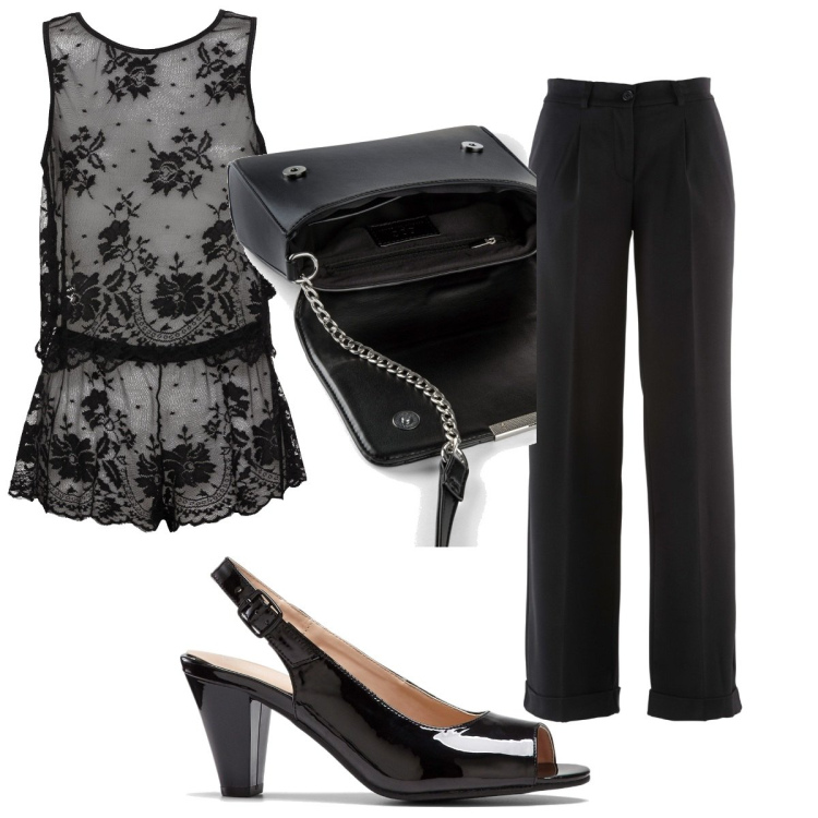 Outfit donna - Total look #1791596. Stile Trendy per Tutti i giorni. Abbinamento con pantaloni, top, décolleté, borse a tracolla.