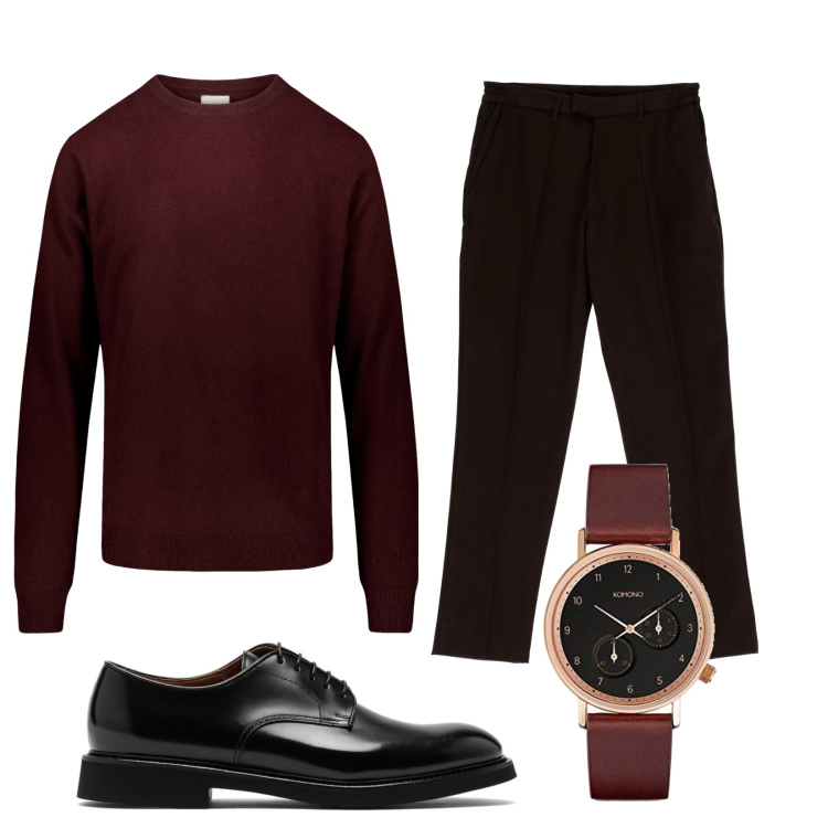 Outfit uomo - Total look #1791661. Stile Business/Elegante per Ufficio. Abbinamento con pantaloni, maglieria, orologi, scarpe stringate.