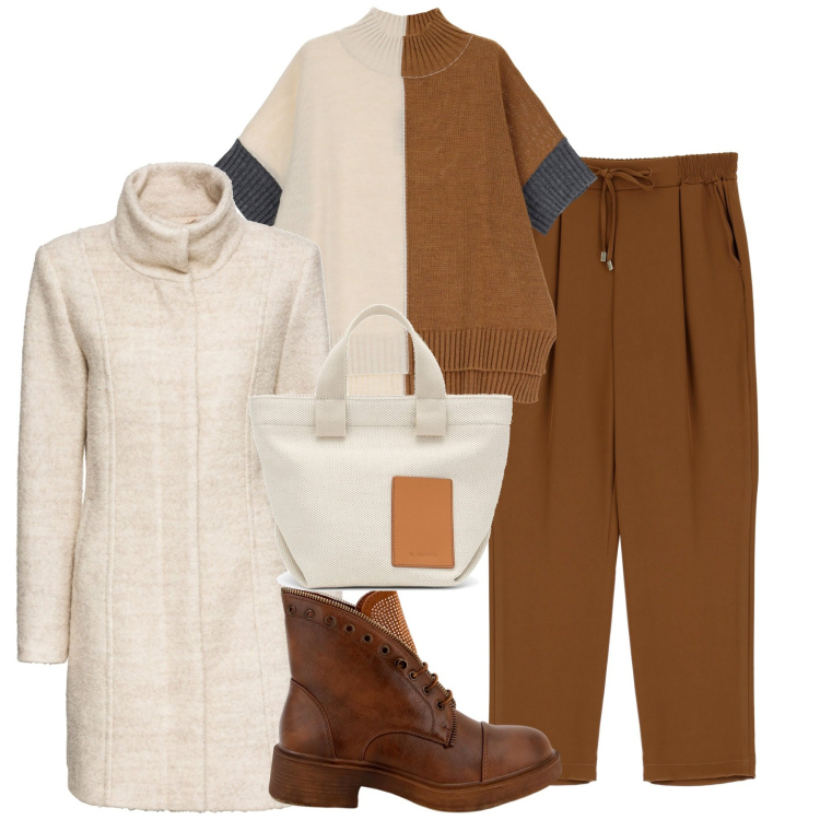 Outfit donna - City. Stile Casual chic per Tutti i giorni. Abbinamento con cappotti, stivaletti, maglieria, pantaloni, borse a mano.