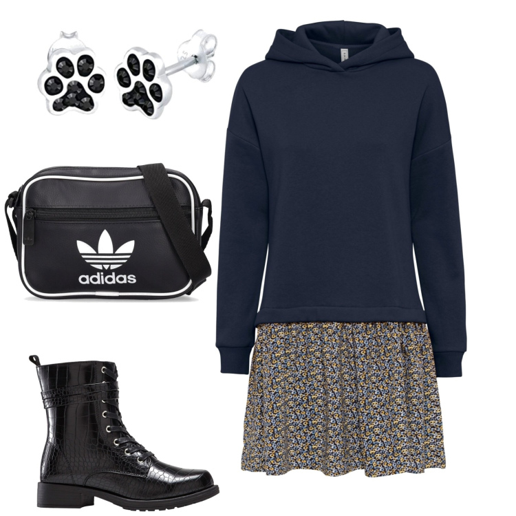 Outfit donna - A casa di Lea. Stile Romantica per Tutti i giorni. Abbinamento con vestiti, stivaletti, borse a spalla, orecchini.